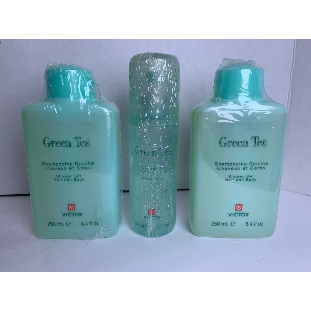 Victor Green Tea Set 2x Shower Gel 250ml and Deodorant Spray 100ml Made in Italy